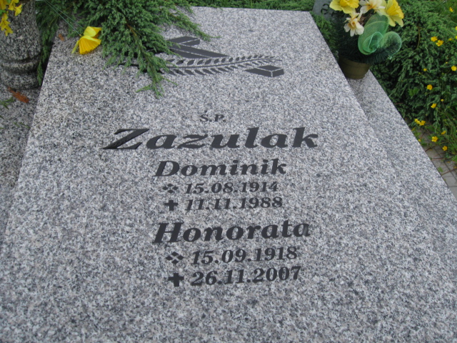 Honorata Zazulak 1918 Żory - Grobonet - Wyszukiwarka osób pochowanych