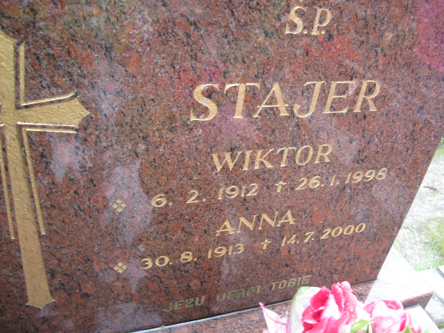 Anna Stajer 1913 Żory - Grobonet - Wyszukiwarka osób pochowanych